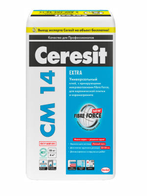 Клей CERESIT СМ14/5 Extra для плитки и керамогранита, для полов с подогревом
